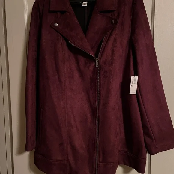 Old Navy Women's Plum Faux Suede Moto Jacket - Picture 6 of 9
